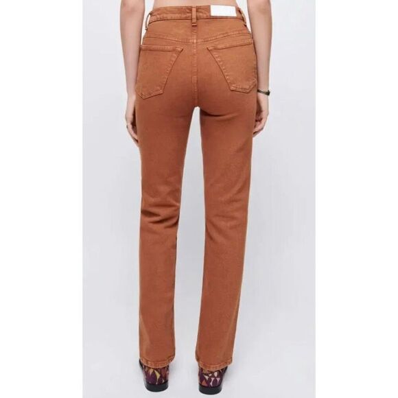 RE/DONE NWOT - L Sz 26 70’s Straight Leg Jeans in Washed Terracotta - Picture 4 of 16